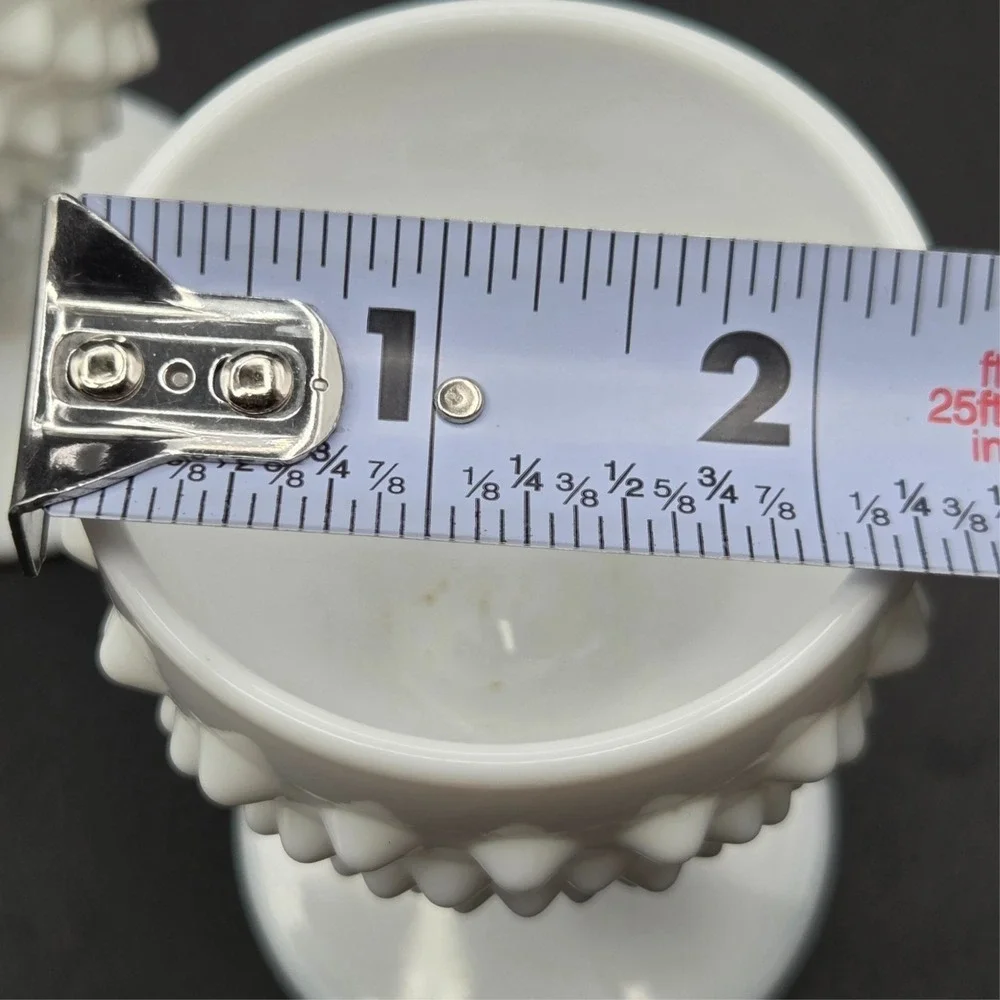2 Vintage Fenton White Milk Glass Hobnail Wine Glass‎ Goblet Chalice 4